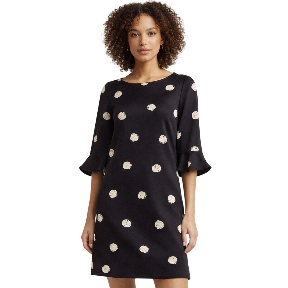 KATE SPADE | Polka Dot Black And Cream Silk Mini Shift Dress Mod Indie Twee 2